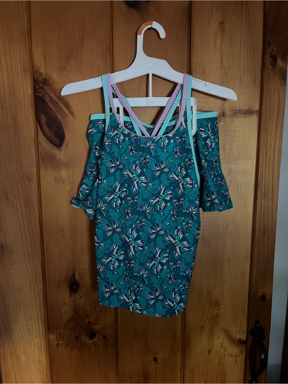 L.L.Bean butterfly Girls' tankini and skirt Swimwear